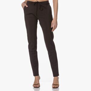 Brown travel jersey slim fit drawstring pants